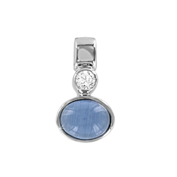 Серебряная подвеска 925 пробы. Вставка: Фианиты, Кошачий глаз 