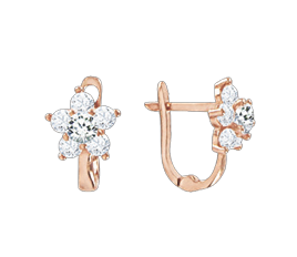 Серьги из красного золота 585 пробы с фианитами 