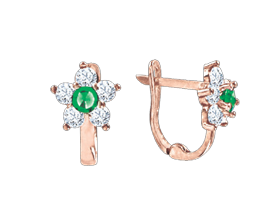 Серьги из красного золота 585 пробы с фианитами 