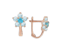 Серьги из красного золота 585 пробы с фианитами 
