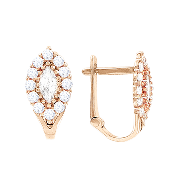 Серьги из красного золота 585 пробы с фианитами 