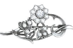 Брошь серебряная 925 пробы. Вставка: Фианиты 